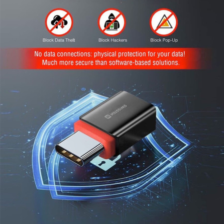 Adaptador Swissten Dataguard With Data Blocking USB-C (Male) / USB-C (Female)