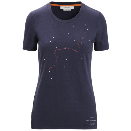Camiseta de mujer Icebreaker Central Classic SS Tee Tour du Mont Blanc azul oscuro Midnight Navy
