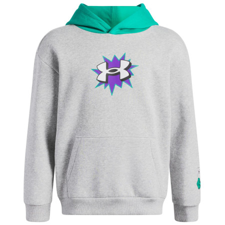 Camiseta funcional para niños Under Armour UA B Rival FLC Graphics Hd Mod Gray Light Heather gris claro Mod Gray Light Heather / Geode Green / White