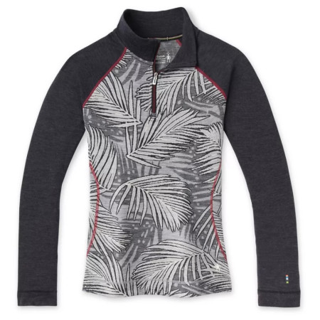 Camiseta funcional de mujer Smartwool W Merino 250 Bl Pattern 1/4 Zip Boxed negro/gris LightGrayPinwheel