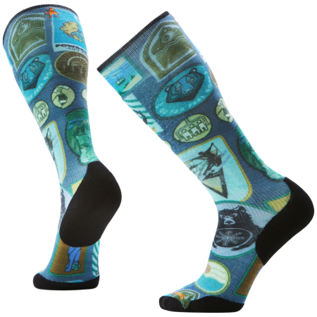 Calcetines de esquí Smartwool Ski Targeted Cushion Explorer Print OTC azul DEEP NAVY