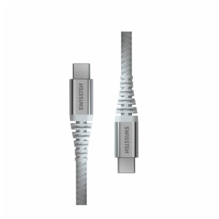 Cable Swissten Kevlar USB C / USB C 1,5 m blanco white