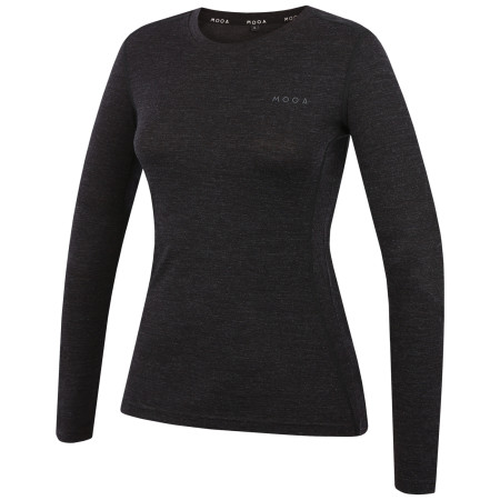 Camiseta de mujer MOOA MerinoSilk 160 long negro black melange