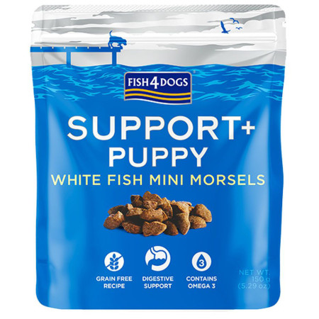 Golosinas para perros Fish4Dogs Puppy White Fish Morsels Digestion 150g