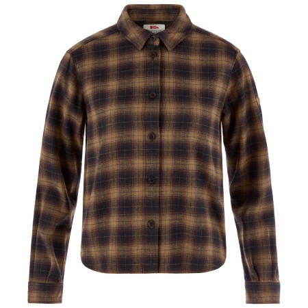 Camisa de mujer Fjällräven Övik Boxy Flannel Shirt W marrón Black-Wood Brown