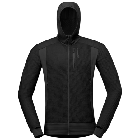 Sudadera funcional de hombre Norrona falketind Alpha120 Zip Hood negro Caviar Black