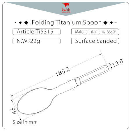 Cuchara Keith Titanium Folding Titanium Spoon
