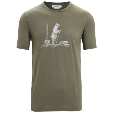 Camiseta funcional de hombre Icebreaker Men Tech Lite II SS Tee Polar Paddle verde Loden