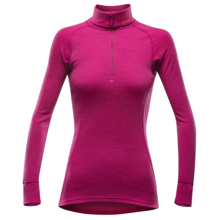 Camiseta de mujer Devold Duo Active Woman Zip Neck rojo/rosa Cerise