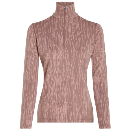 Camiseta funcional de mujer Icebreaker Women Merino 260 Tech Vertex LS Half Zip Delta Lines AOP marrón Summit/Blush/J