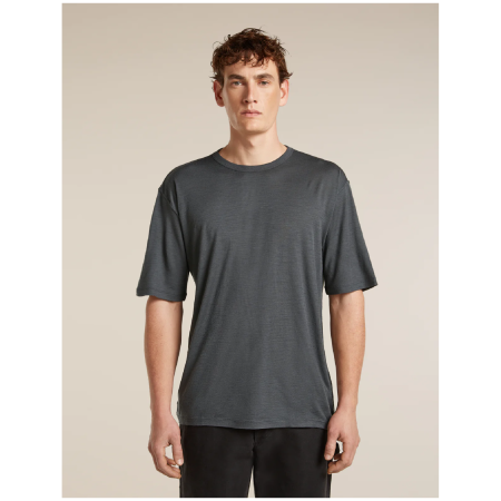 Camiseta funcional de hombre Icebreaker Merino 150 Tech Lite SS Relaxed Tee gris oscuro OBSIDIAN