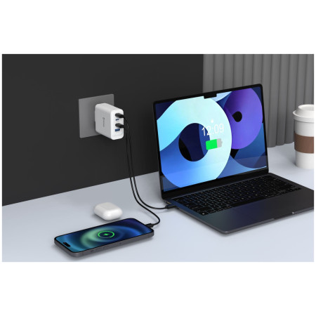 Adaptador Swissten GaN 2X USB-C 100W + 1X USB-C 20W + 1X USB-A 30W