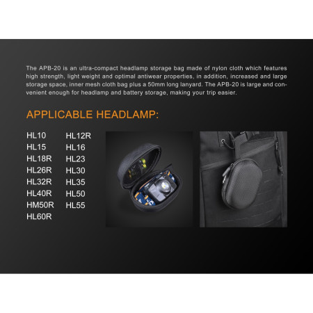 Funda Fenix Estuche APB-20 para linternas frontales Fenix