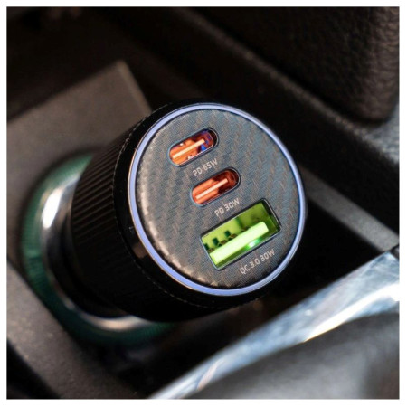 Adaptador Swissten Car Charger 2x USB-C PD + USB-A, 95 W + cabel USB-C / USB-C, 1 m