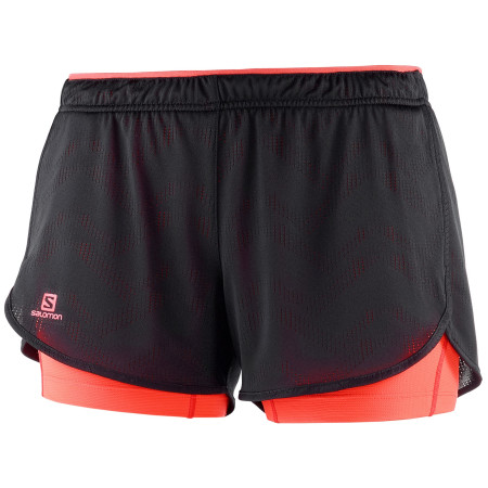Pantalones cortos de mujer Salomon Agile 2in1 Short W negro/naranja Black/FieryCoral
