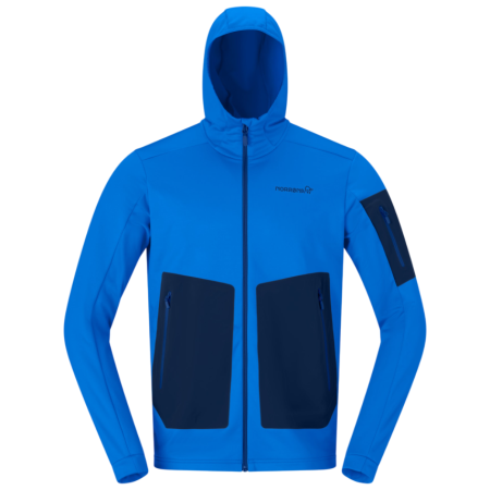 Sudadera funcional de hombre Norrona falketind warm2 stretch Hood azul Skydiver