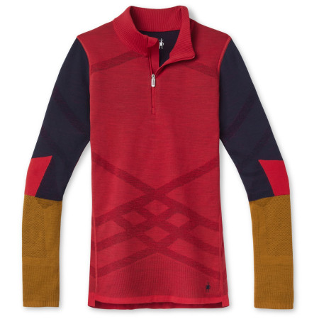 Camiseta funcional de mujer Smartwool W Intraknit Merino 200 Colorblock 1/4 Zip rojo pomegranate