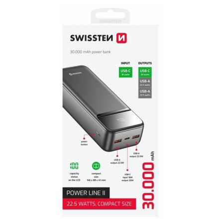 Batería externa Swissten Power Line II 30000 mAh