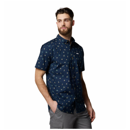 Camisa de hombre Columbia Rapid Rivers™ Printed Short Sleeve Shirt azul oscuro Collegiate Navy Deserted
