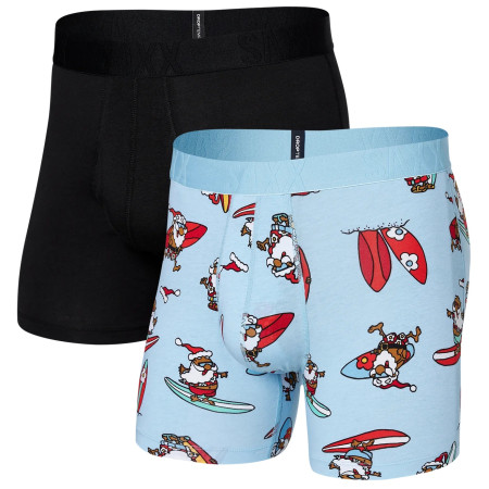 Calzoncillos bóxer Saxx Droptemp Cooling Cotton Bb Fly 2Pk azul/negro surfs up/black