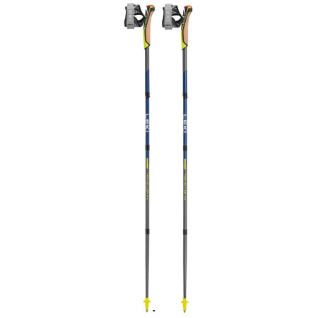 Bastones de senderismo Leki Traveller FX.One Carbon gris silvergray-midnightblue dark metallic-neonyellow
