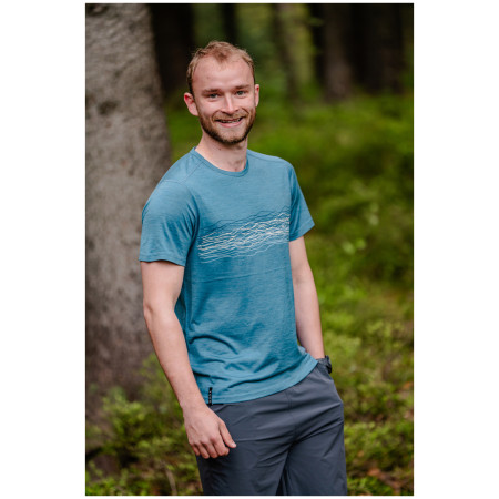 Camiseta de hombre MOOA Merino Lyolite Waves 150 Short