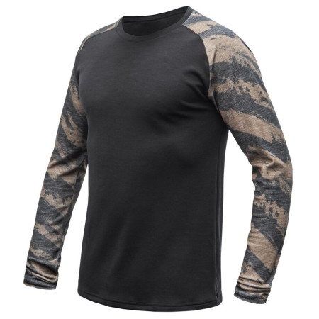 Camiseta funcional de hombre Sensor Merino Blend Impress negro/marrón černá/brush