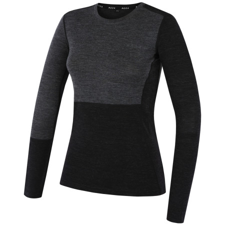 Camiseta de mujer MOOA MerinoSilk Block 160 long negro black melange