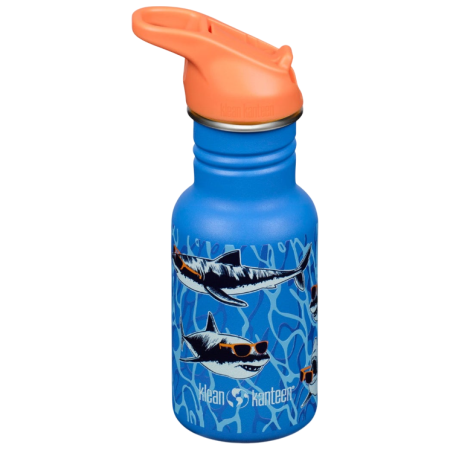 Botella para niños Klean Kanteen Kid Classic Narrow 12oz (w/Flip Seal Sport Cap) azul sharks in shades