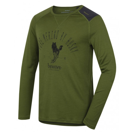 Camiseta funcional de hombre Husky Merino 100 dl. rukáv Sheep verde Green