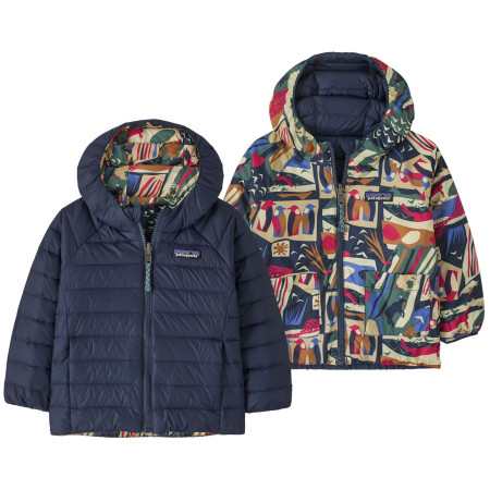 Chaqueta para niños Patagonia Baby Reversible Down Sweater Hoody - LCNE azul Let's Chat: New Navy
