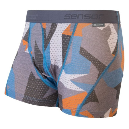Calzoncillos bóxer funcionales para hombre Sensor Merino Impress azul/gris Blue/Camo