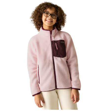 Sudadera funcional para niños Regatta Junior Frankie Warm Fleece Pink Haze/Fig