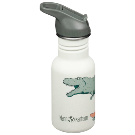 Botella para niños Klean Kanteen Kid Classic Narrow 12oz (w/Flip Seal Sport Cap) blanco dino skate