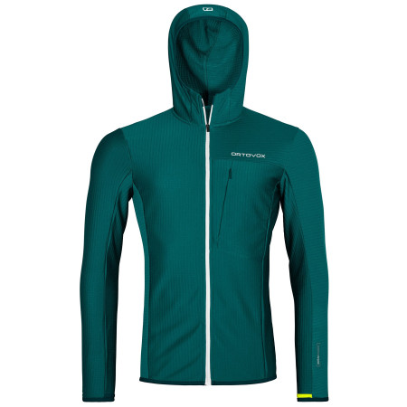 Chaqueta de hombre Ortovox Fleece Light Grid Hooded Jacket verde Pacific Green