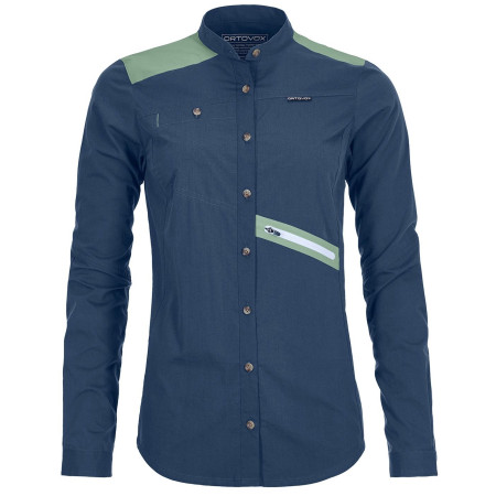 Camisa de mujer Ortovox Merino Ashby Shirt LS azul NightBlue
