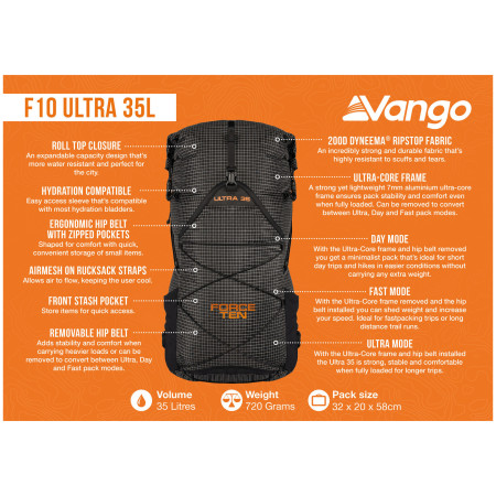 Mochila de senderismo Force Ten Ultra 35L