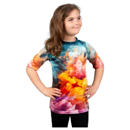 Camiseta funcional para niños Drexiss All Explosion Pastel Coolmax azul/naranja