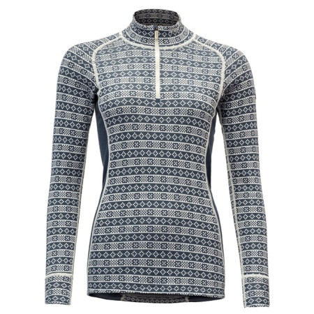 Camiseta funcional de mujer Devold Alnes Woman Half Zip Neck azul/blanco Night