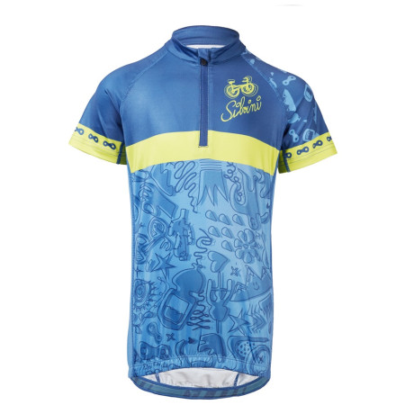 Maillot de ciclismo para niños Silvini Scrivia 2023 azul/verde blue-lime
