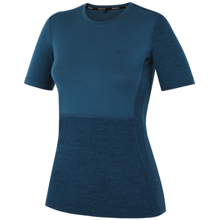 Camiseta de mujer MOOA MerinoSilk Block 160 short azul lagoon blue