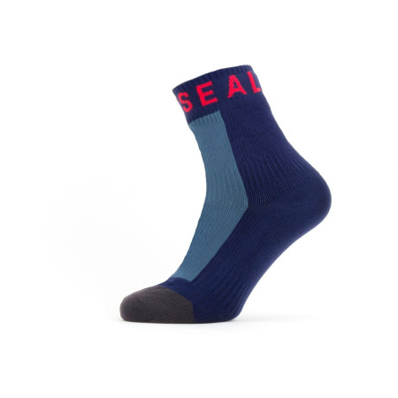 Calcetines impermeables SealSkinz WP Warm Weather Ank Lenght + Hydrostop azul/gris NavyBlue/Gray/Red