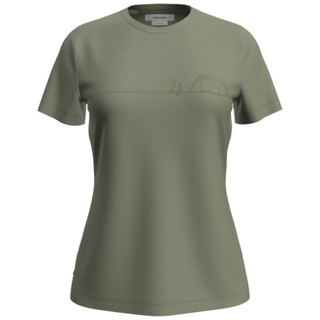 Camiseta funcional de mujer Icebreaker W Mer 150 Tech Lite SS Tee Single Line C verde claro Lichen