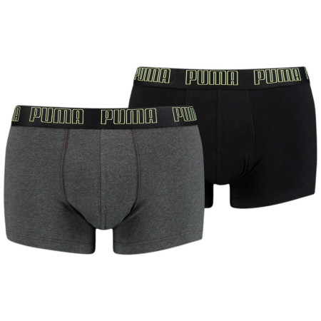 Calzoncillos bóxer para hombre Puma Basic Trunk 2P 2021 gris fluo yellow / grey