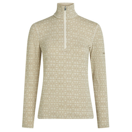 Camiseta funcional de mujer Icebreaker Women M 260 Tech Vertex LS HZ AlpGeo beige/blanco Undyed/Cumin/J