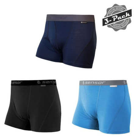 Calzoncillos de hombre Sensor Merino Active 3 Pack negro/azul blk/blue/deep blue
