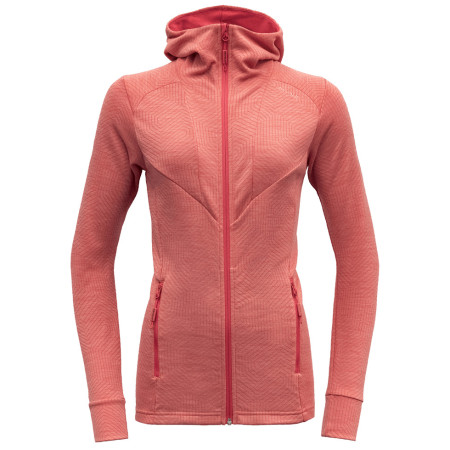 Sudadera de mujer Devold Aksla Woman Jacket W/Hood salmón Poppy