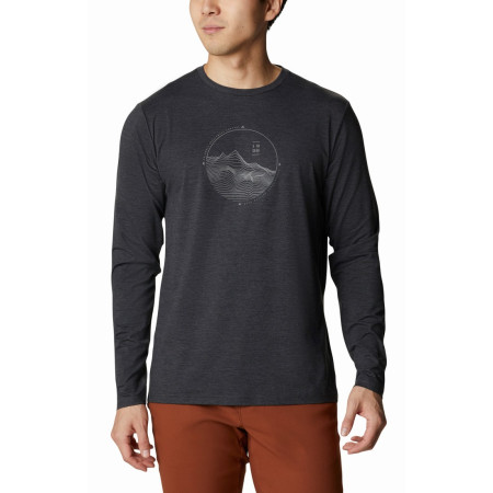 Camiseta de hombre Columbia Tech Trail™ Graphic Long Sleeve negro BlackHeatherRoundedContourGraphic
