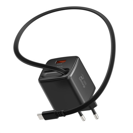 Adaptador Swissten SlideCharge Gan 45W, 1X USB-A 18W + kabel USB-C 0,75 m