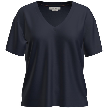 Camiseta funcional de mujer Icebreaker W Mer 150 Tech Lite SS Relax V Neck Tee azul oscuro Midnight Navy